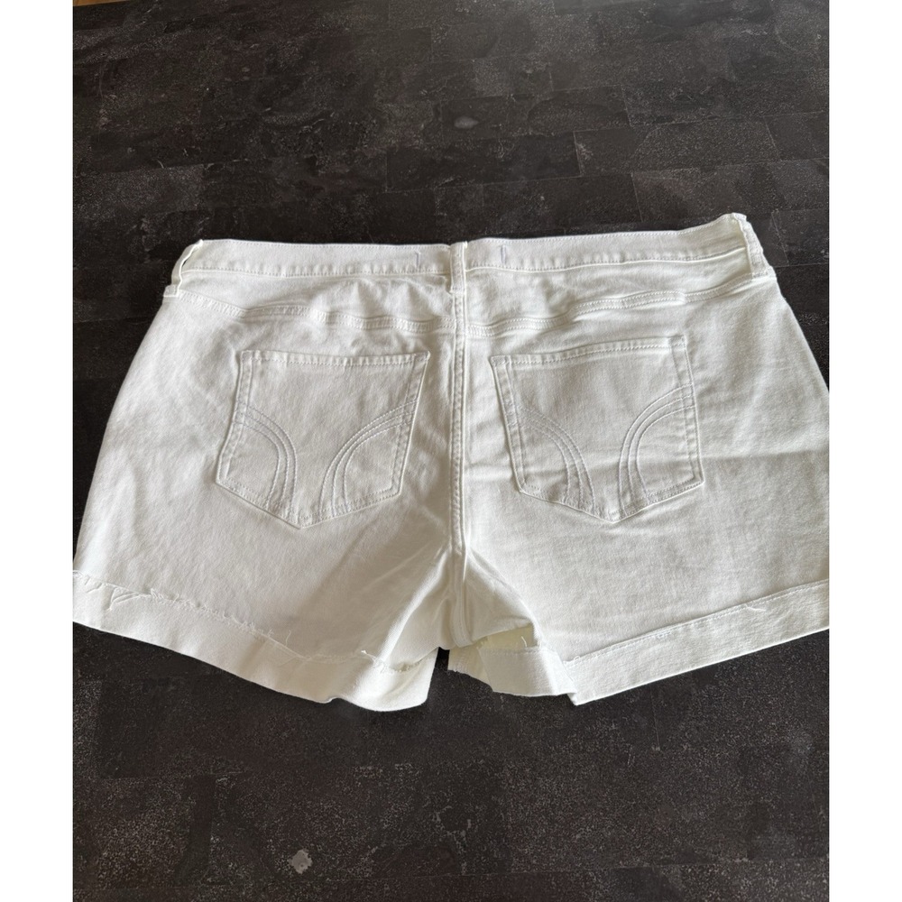 Hollister High-Rise Short 3" White Distressed Denim Jean Shorts Womens 21/20 W35